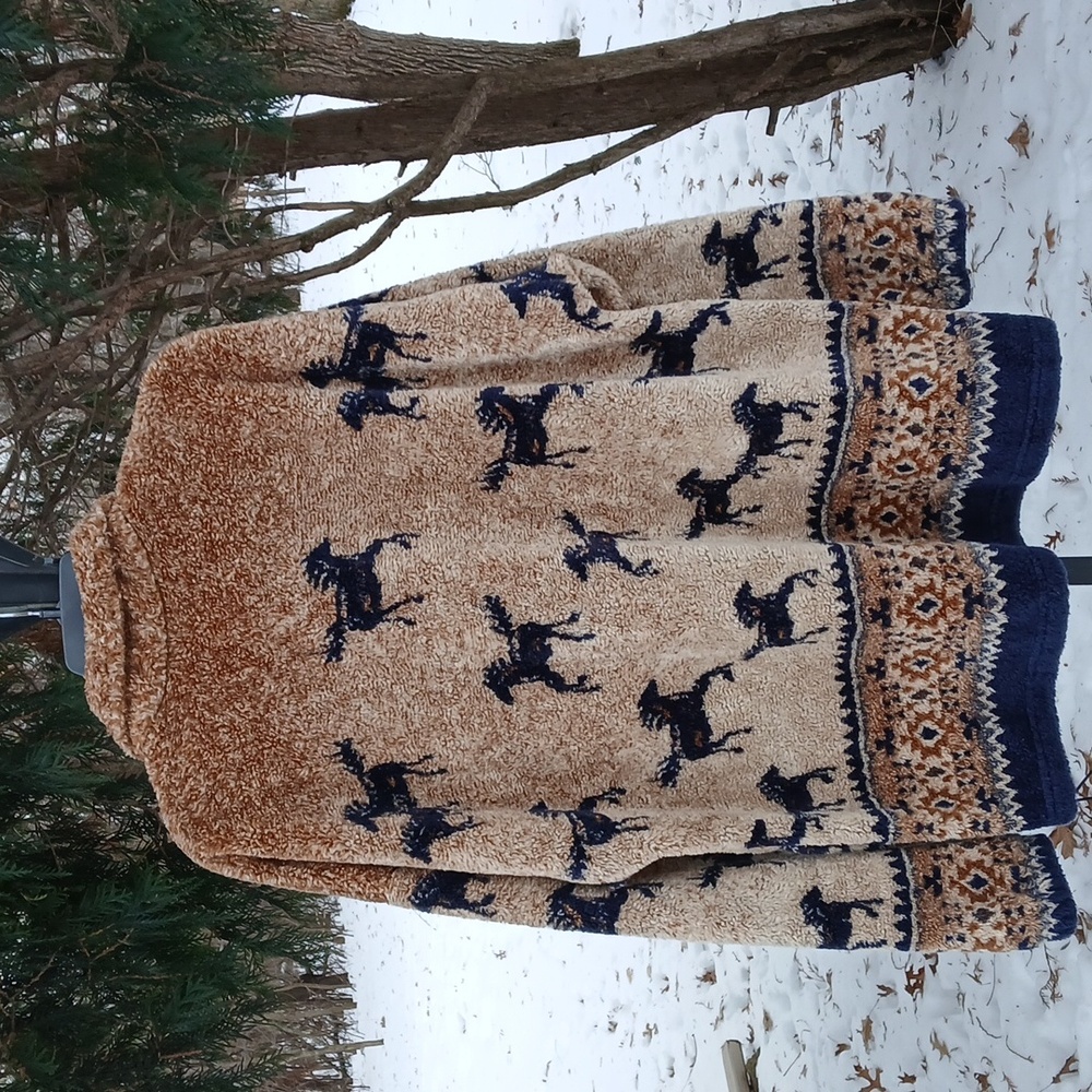 Mazmania Horse Fleece Jacket Sz L Sherpa Western Cowgirl - Picture 8 of 15